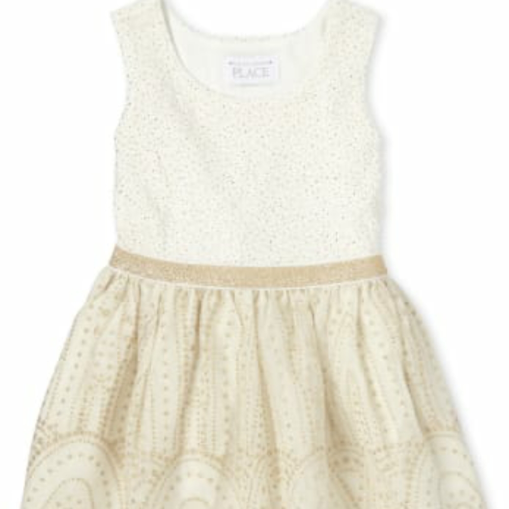 Children's Place Toddler Girls Glitter Knit To Woven Tutu Dress - Bunnys Tail